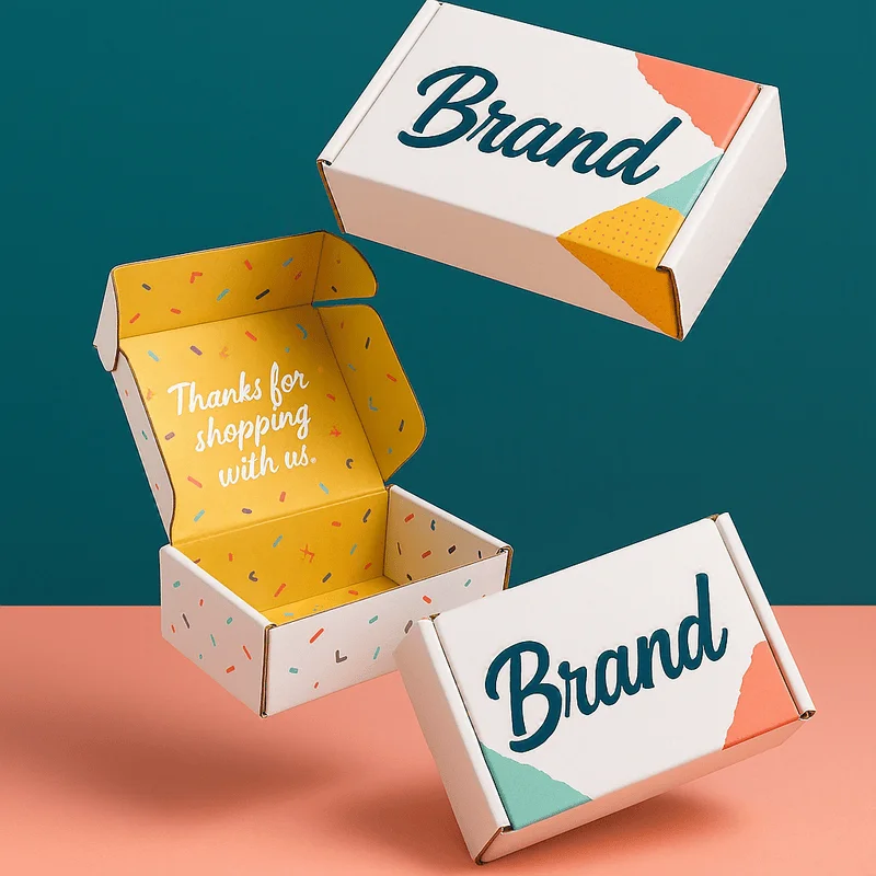 Custom apparel mailer boxes with branded packaging design