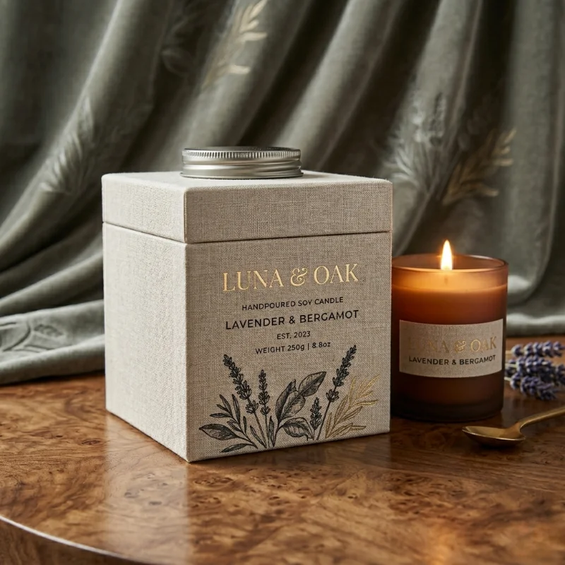Custom Printed Linen Candle Boxes