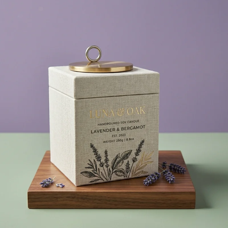 White Linen Candle Box