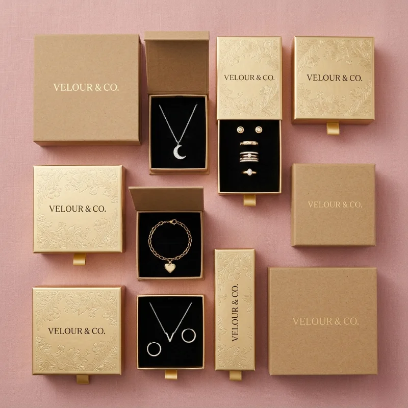 Wholesale Eco Friendly Jewelry Packaging Kraft Paper Boxes