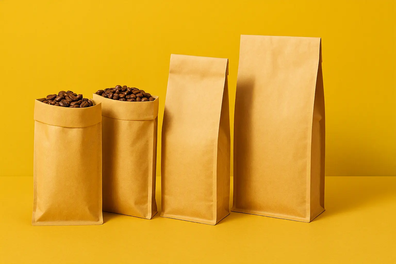Kraft Paper Vs Foil Lined Coffee Packaging Material Close up comparison of kraft paper coffee bag and foil lined coffee bag showing material texture difference